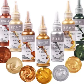 60ml Waterproof Acrylic Paint Metallic Pigment DIY Epoxy Resin Crafts Coloring Pigment DIY Home Painting Graffiti Decoration