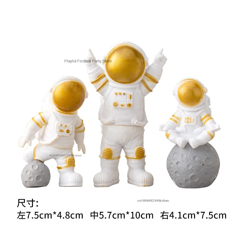 Astronaut Cake Topper Outer Space Birthday Decoration Boy Rocke Astronaut Cake Decoration Planet UFO Kid Party Tools Baby Shower