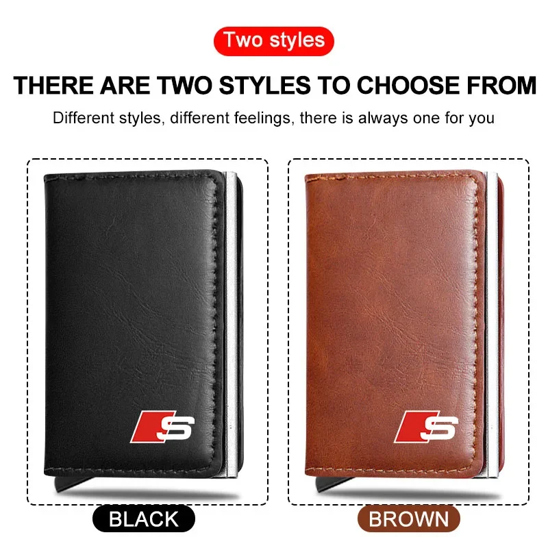 1Pcs Leather ID Card Pop-up Car Badge Wallet motor vehicles Card Ticket For Audi A7 A8 A3 A4 A5 A6 TT Q3 Q5 Q7 A1 B5 B6 B7 B8 B9