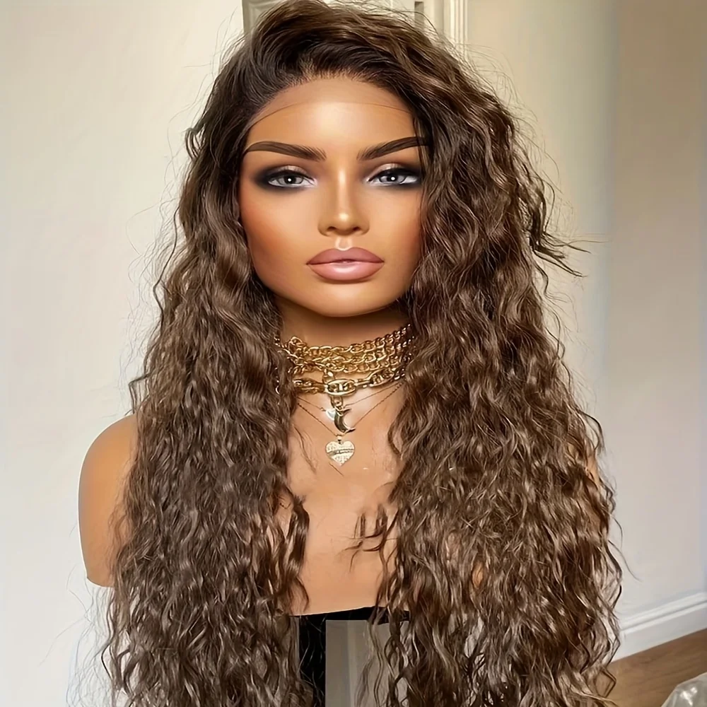

Ombre Коричневый Цвет Мягкий 26-дюймовый Длинный Кудрявый Парик Фронта Шнурка 180 Плотность Синтетический Для Женщин Высокая Температура Бесклеевой Ежедневно