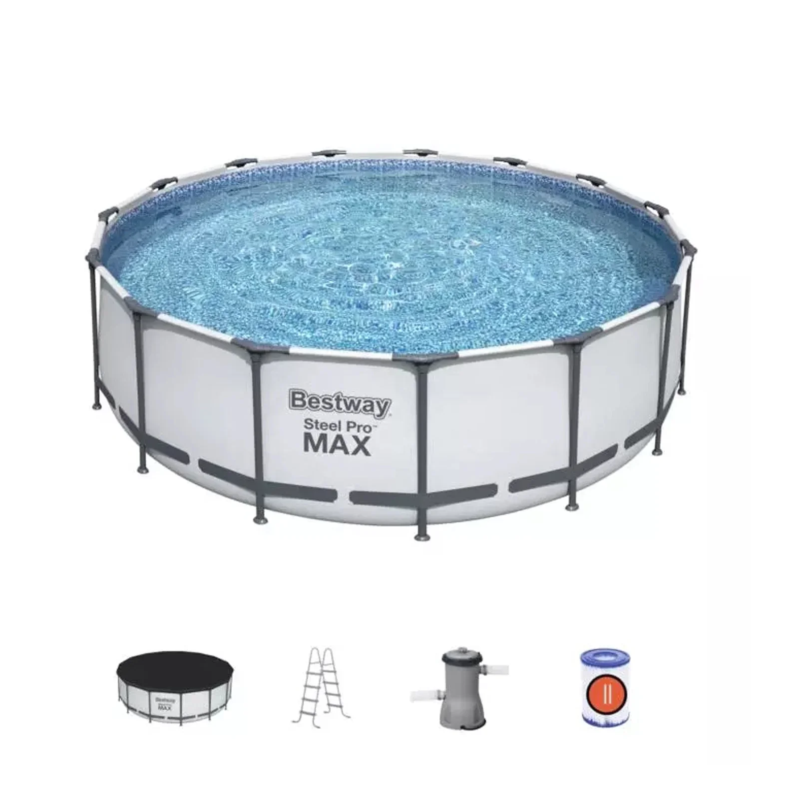 Bes-tway 56438 STEEL PRO MAXTM PACKAGING 15 ft. x 48 in. / 4.57 m x 1.22 m  Round Frame Swimming Pool for adults