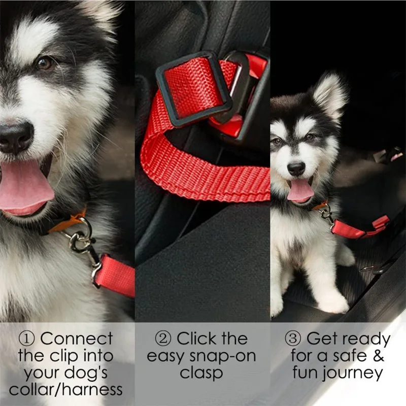 Pet Car Seat Belt Nylon Lead Leash Safety Travel Clip Backseat Safety Belt Adjustable Puppy Dogs Harness Collar Pet Accessories