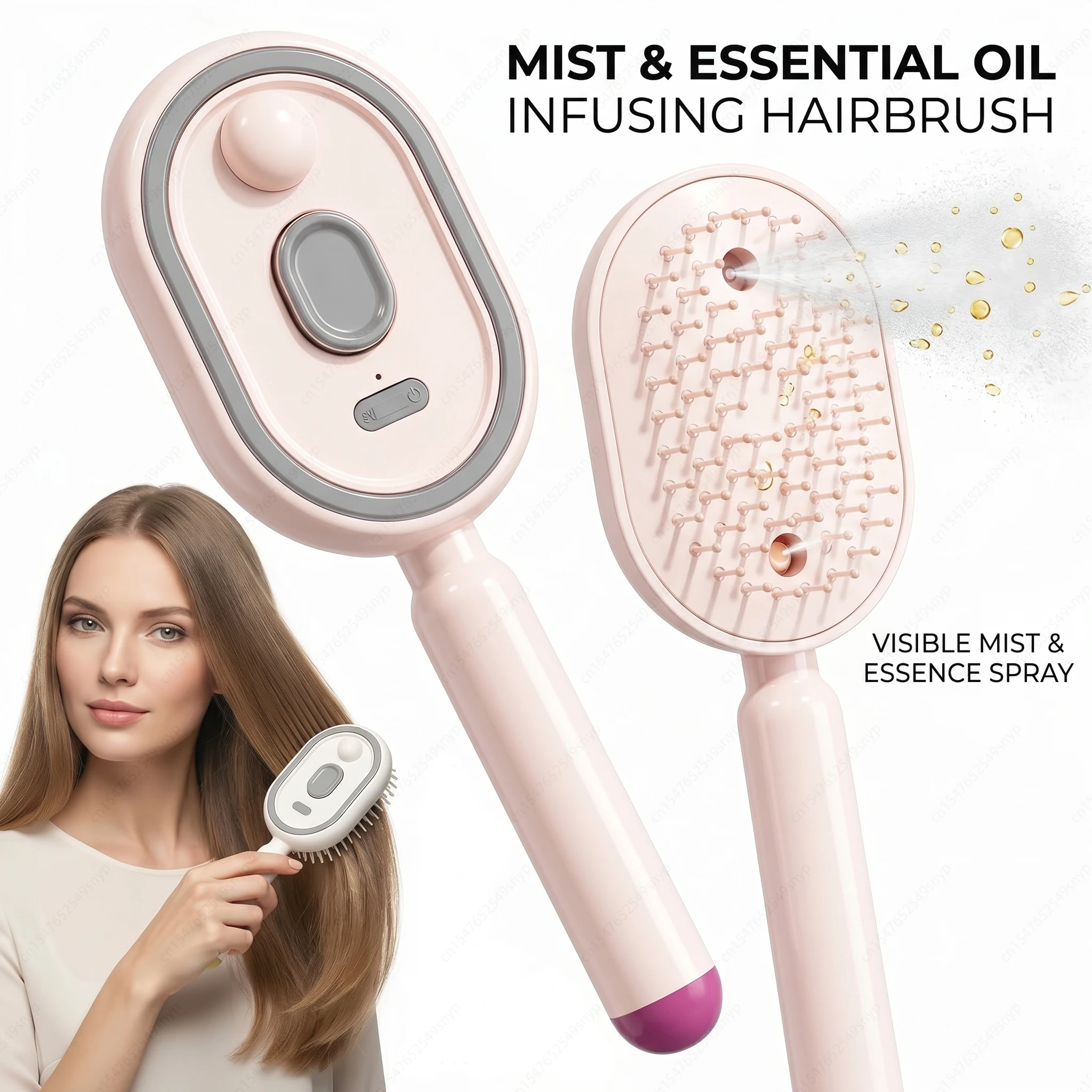 Escova Massageadora Elétrica 3 em 1, Recarregável, Autolimpante, com Vapor e Óleo, Anti-estática, Desembaraçadora, com Almofada de Ar para Cuidado do Couro Cabeludo