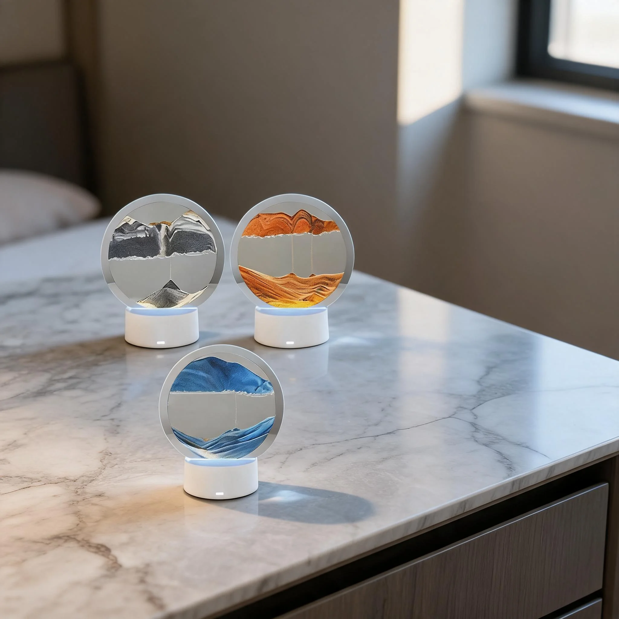 Hourglass Glowing Quicksand Painting Desk Lamp Desktop Decoration Quicksand Table Lamp Wireless Charging Desk Lamp