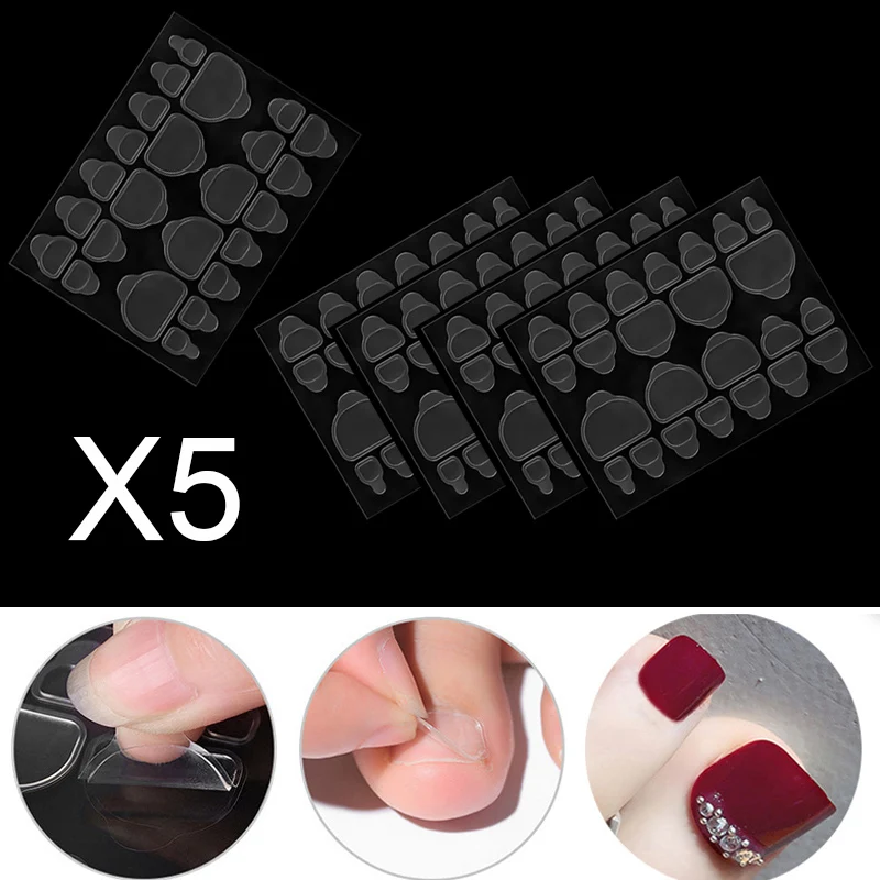 5 Pieces, 10 Pieces, 20 Pieces for False Toe Nail Tips Adhesive Glue for False Toenail Tips 12 Sizes Transparent Nail Stickers