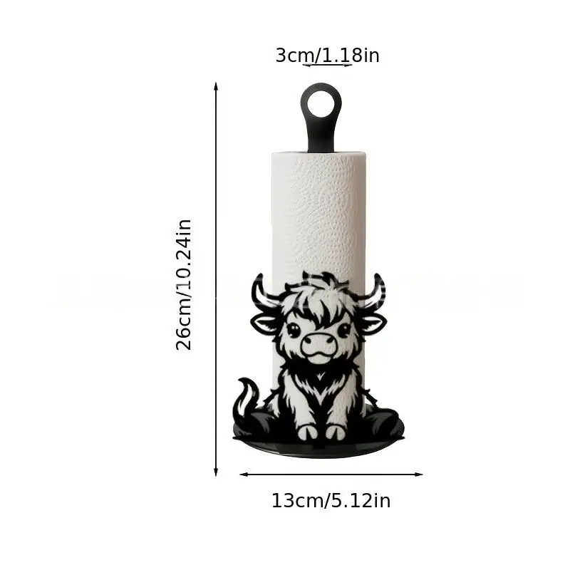 

1 шт. Милый мультяшный держатель для кухонных полотенец с деревянным основанием в виде коровы, настольный органайзер для салфеток, подставка для пищевой пленки
