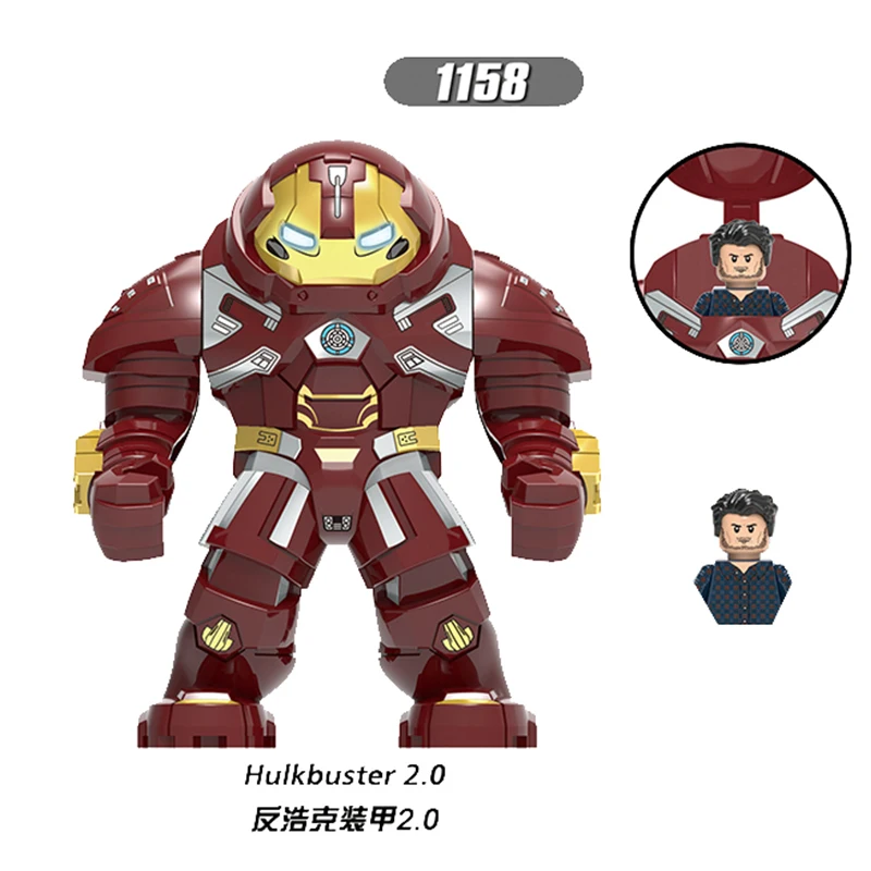 2024 Superhero Iron Hulkbuster Building Blocks Mini Action Figures Marvel Avengers Iron Man War Machine Dolls Model Toy Kid Gift