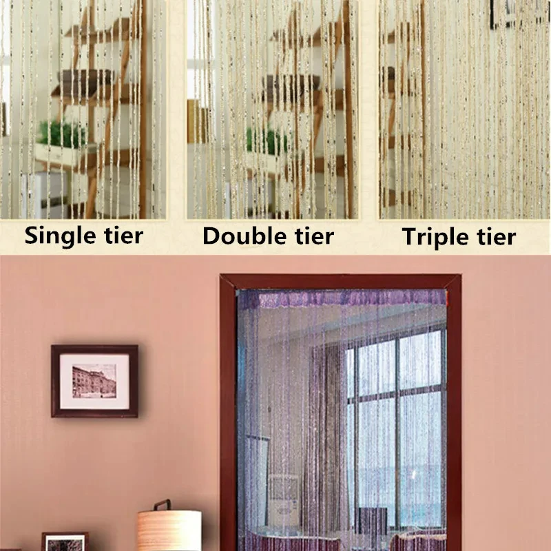 2mx1m Decorative Glitter Door String Curtain Wall Panel Fringe Window Room Divider Blind for Doorways Window Room Decoration