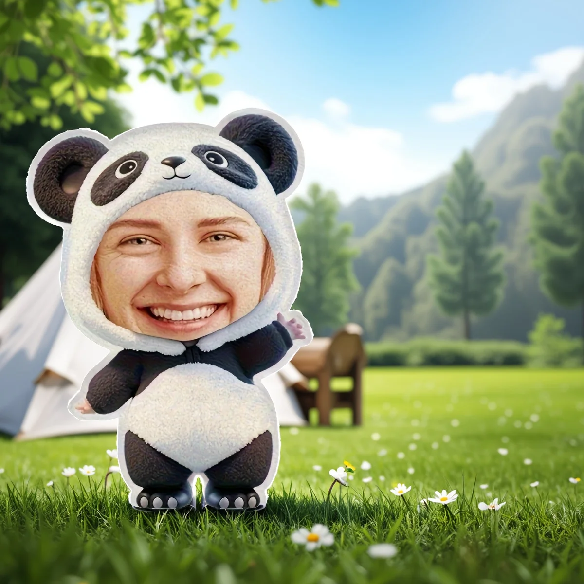Custom Photo Face Panda Shaped Pillow Personalized Irregular Plush Cushion DIY Upload Picture Cute Animal Kids Couple Gift
