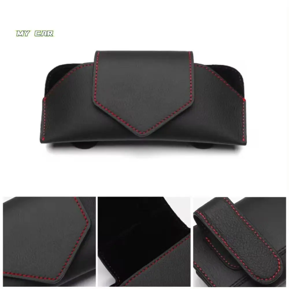 

PU Leather Auto Eyeglasses Storage Case Sunglasses Clip Hidden Magnetic Closure Car Glasses Case Wear-Resistant