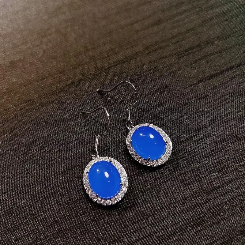 Pendientes de Calcedonia con incrustaciones, modelos de temperamento de moda para mujer