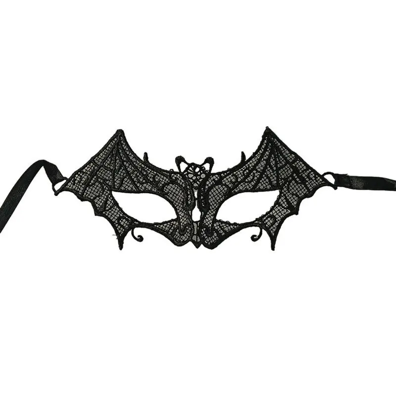 Black Lace Sexy Mask Bat Mask Eye Mask Face Covering Mesh Halloween Headwear Accessories Party Props