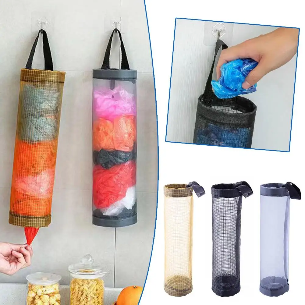 Wall-mounted Garbage Storage Bag Storage Kitchen Plastic Shopping Storage Hanging Bag Free Punch Bag Bag Collector B8Z2