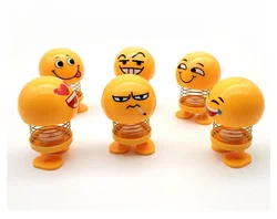 Cute Cartoon Bobblehead Doll with Expressive Face Unique DIY Craft Toy for Kid Funny Wobble Head Robot Auto Dashboard Decoration