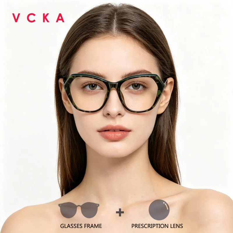 VCKA TR Anti-blue Light Photochromism Eyeglass Frames Lady Fashion Myopia Glasses Customized For Prescriptions Hyperopia Glasses