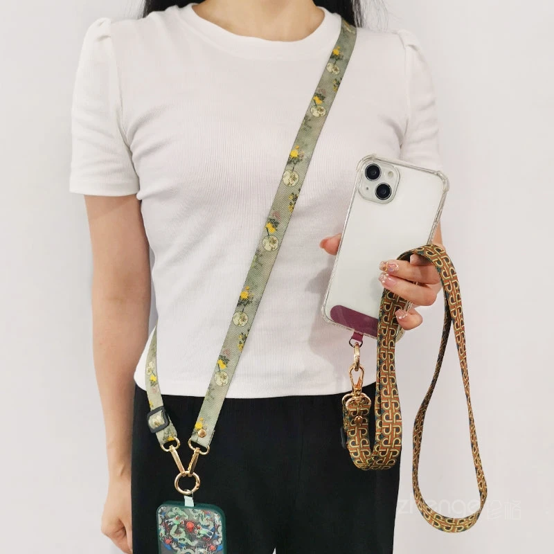 

Mobile Phone Lanyard Wide Version Crossbody Side Strap Women's Painted Canvas Long Neck Chain No Neck Diagonal Phone Charm