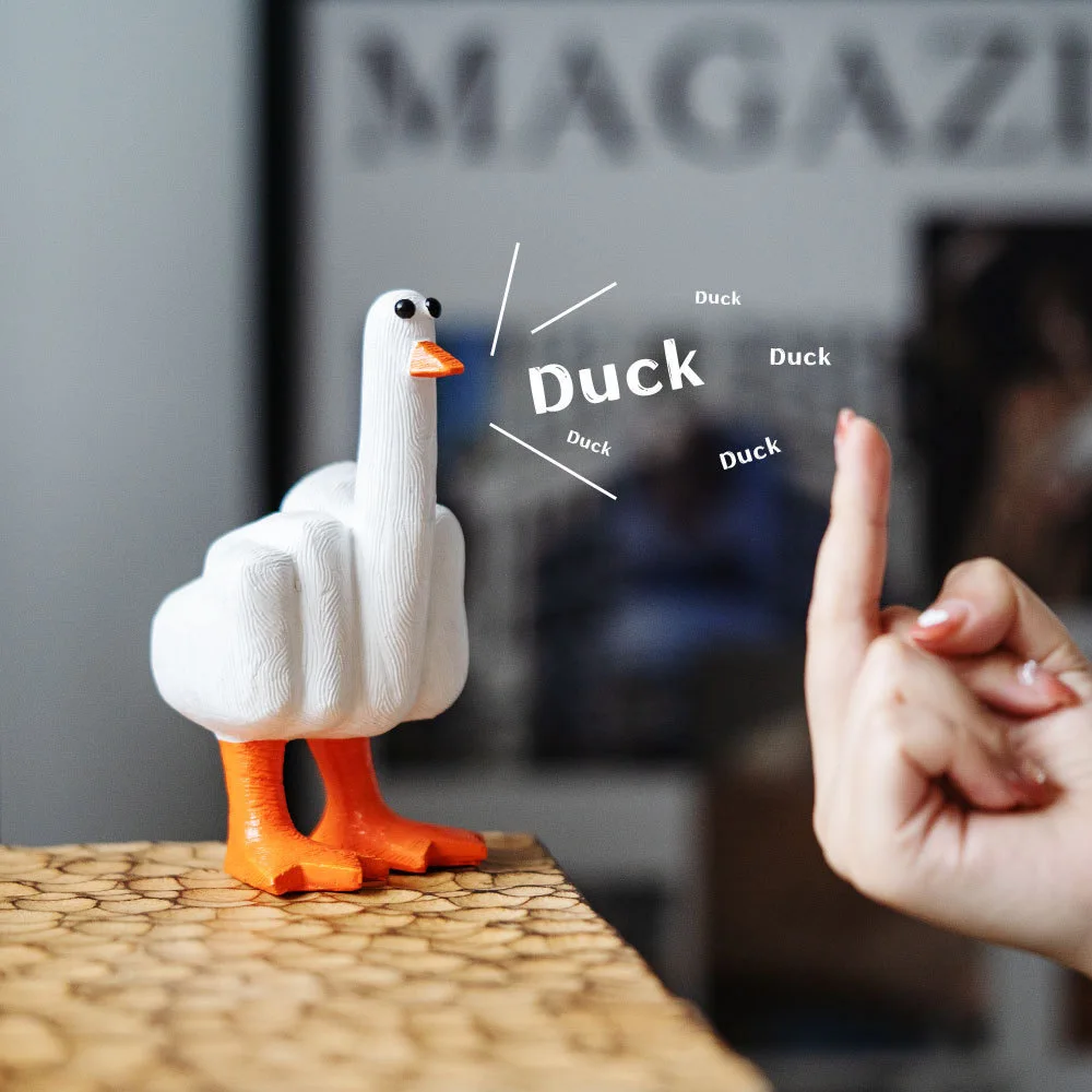 Creative Duck Middle Finger You Creative Resin Desktop Home Decorations Quirky Ornaments Send Friends Sand Sculpture Gifts