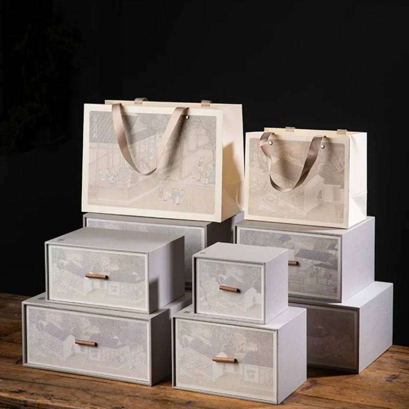 Father's Day Pull-out Tea Set Packaging Set Birthday Party Gift Box Empty Box Thanksgiving Return To School Gift Decoration Box