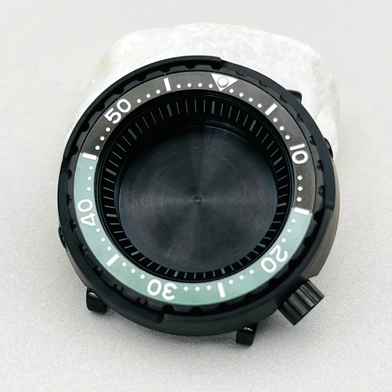 NH35 Case 47mm Black Canned Tuna Watch Cases Sealed Waterproof Fits Seiko NH36 7S26 4R36 Movements Watch Repair Replace Parts