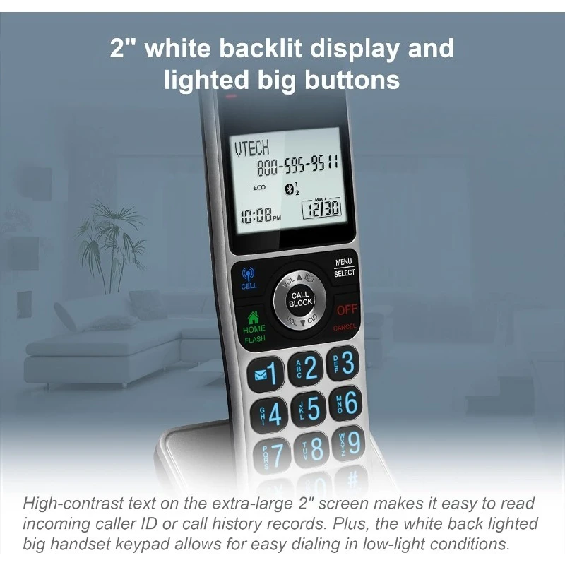 VS306-5 DECT 6.0 5 трубок Беспроводной домашний телефон с Bluetooth, системой ответа, интеллектуальный блокатор вызовов, объявление идентификатора вызова