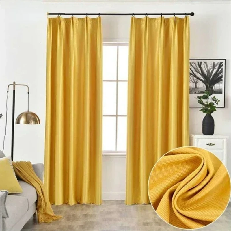 Rideaux pour salon Orange moderne occultant jaune lin coton épais lourd français fenêtre traitement rideaux Cortinas