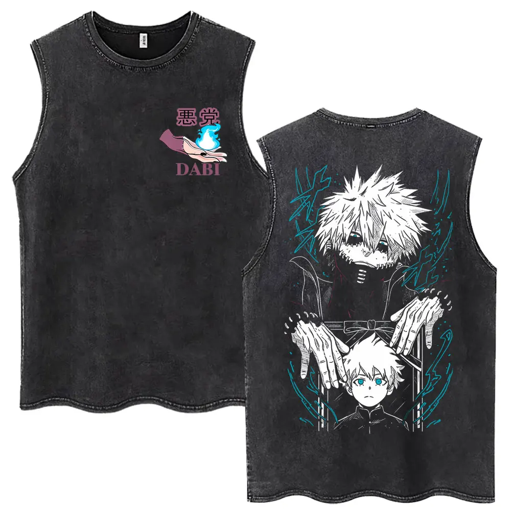 Washed Anime My Hero Academia All Might Plus Ultra Tank Tops Men Women Harajuku Sleeveless Vests Cotton Vintage Oversized Tshirt