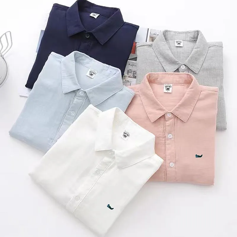 

Spring Summer Men's Shirt Brand Logo Casual Solid Long Sleeve Blouse Linen Cotton Shirts Hommes Fit Fashion Clothing Tops 601