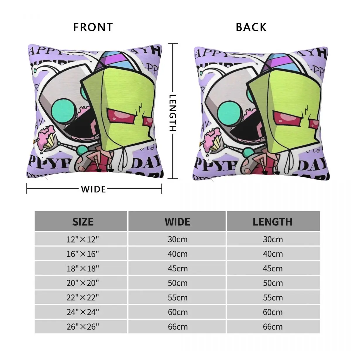 Happy Birthday Invaders Zims I Love Earth Pillow Cover Retro Trendy Pillow Case For Wedding Party Home Decor Cushion Pillowcases