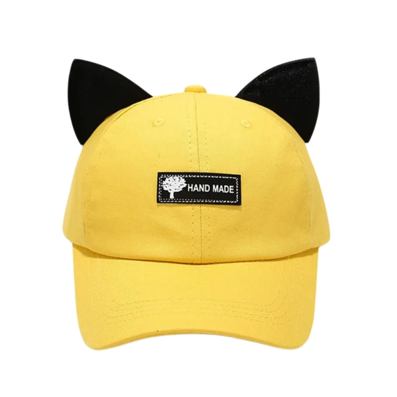 Children Cats Ear Baseball Hat with Round Side Fasteners and Glasses Panel, Sunproof Cap for Kids Daily Outfit