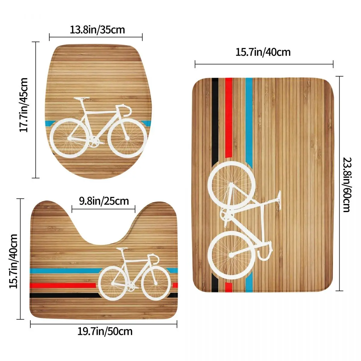 دراجة المشارب Velodrome 3 قطعة حمام حصيرة الحمام مجموعة غطاء المرحاض غطاء ديكور المنزل عدم الانزلاق السجاد سجادة أرضية