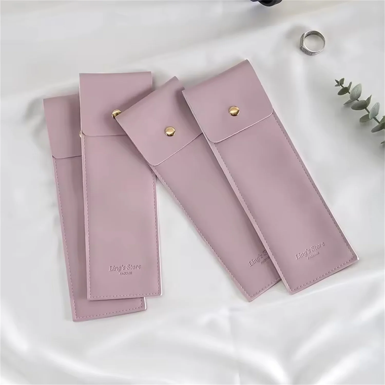 

Personalized PU Leather Snap Bag Bracelet Pendant Perfume Sunglasses Watches Glasses Pouch Pen Knife Fork Jewelry Rule Organizer