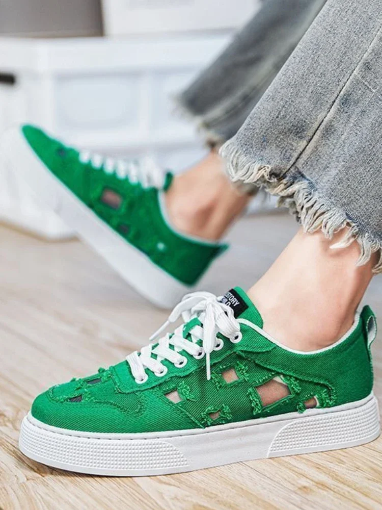 

Легкая повседневная мужская обувь, летние парусиновые зеленые дизайнерские роскошные мужские туфли, тенденции 2024 года без кожи, элегантные трендовые кроссовки