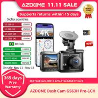 AZDOME Dash Cam GS63H Pro-1CH 4K Built-in WiFi 6 GPS Camera AZDOME Car DVR 24H Parking Monitor Only Front Cam Free 64GB TF Card