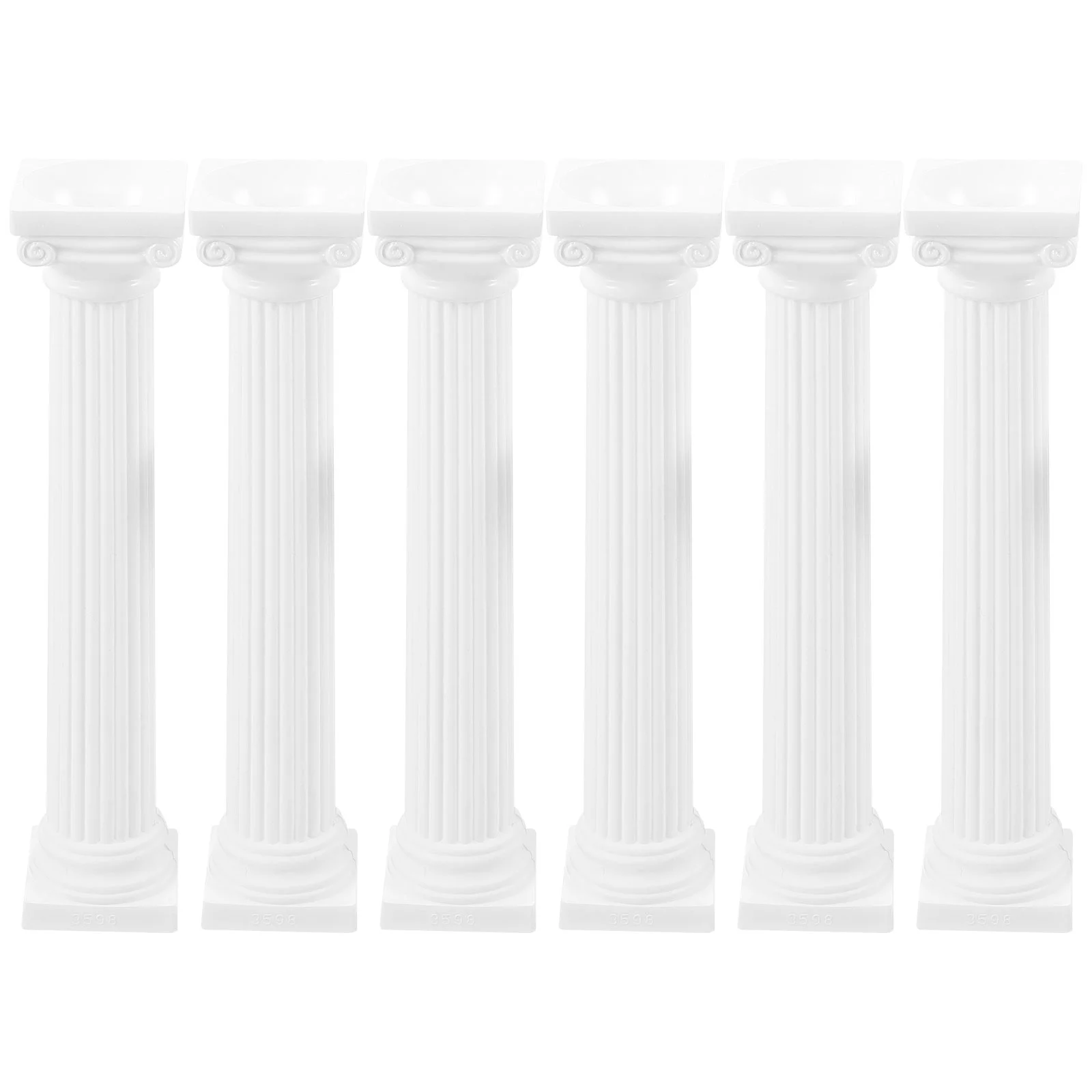 6 Pcs Roman Column Model Home Decor Interior Statue Balloon Pillar for Mini House Entry Way White Outdoor Decorations Garden