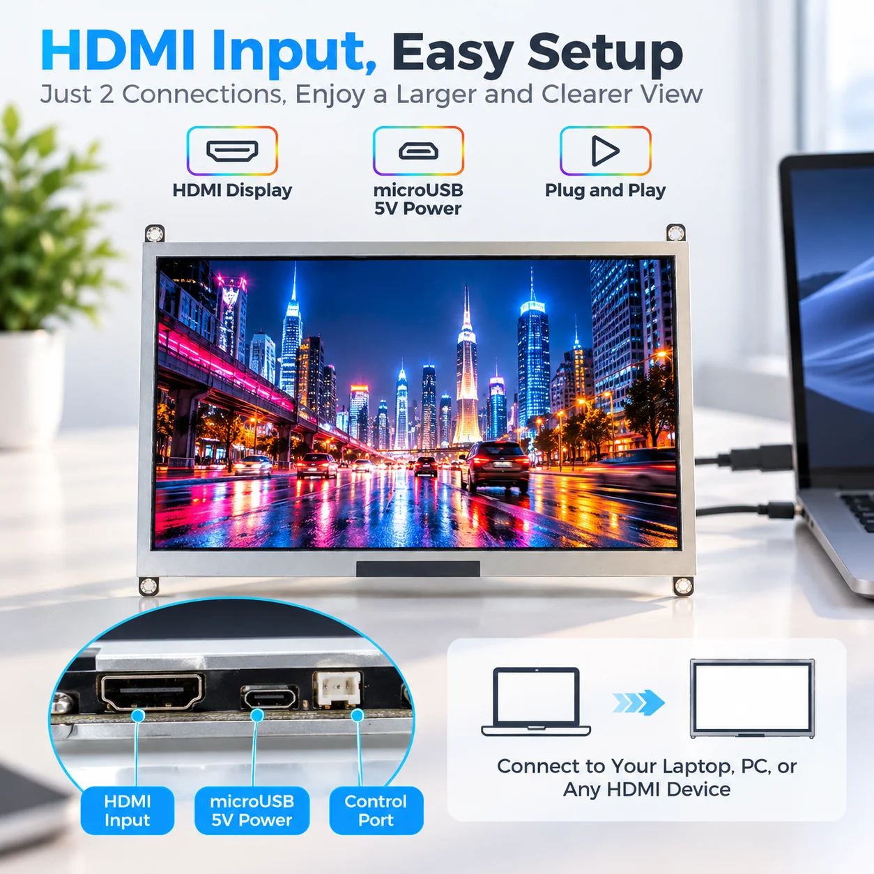 LESOWN 10.1 Inch LCD Display Module 1024x600 Open Frame HDTV Screen 5V USB for Industrial Equipment Embedded System DIY Monitor
