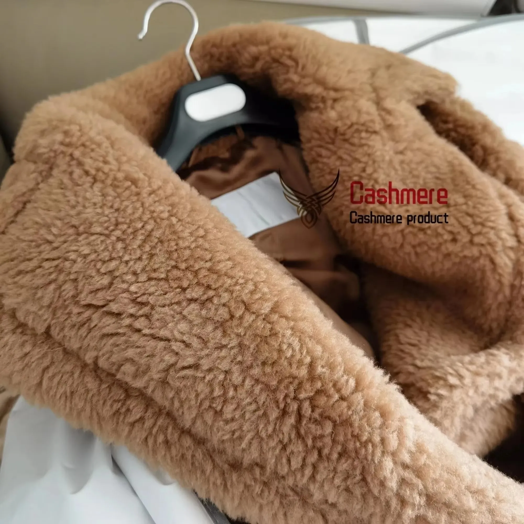 Teddybär Mantel Frauen Winter Alpaka Lose Warme Mantel Kamel Wolle Mantel Weibliche Klassische Casual Revers Milch Weiß Übergroßen Lose Mantel