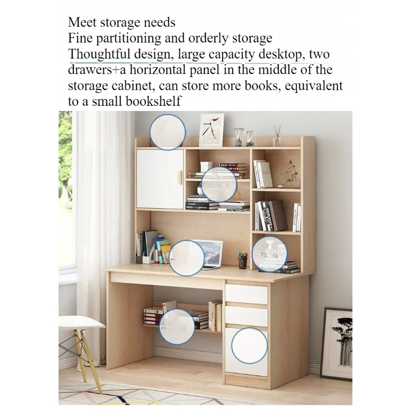 Computer desk Desktop home student bookshelf Bookcase integrated writing study desk and chair combination study roombedroom desk