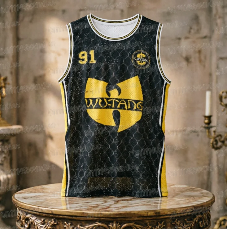 Wu-Tang Clan Basketball Jersey # 91 Print Sleeveless Crewneck Family Matching Mesh Loose Fit 90s Hip Hop Streetwear Tank Top
