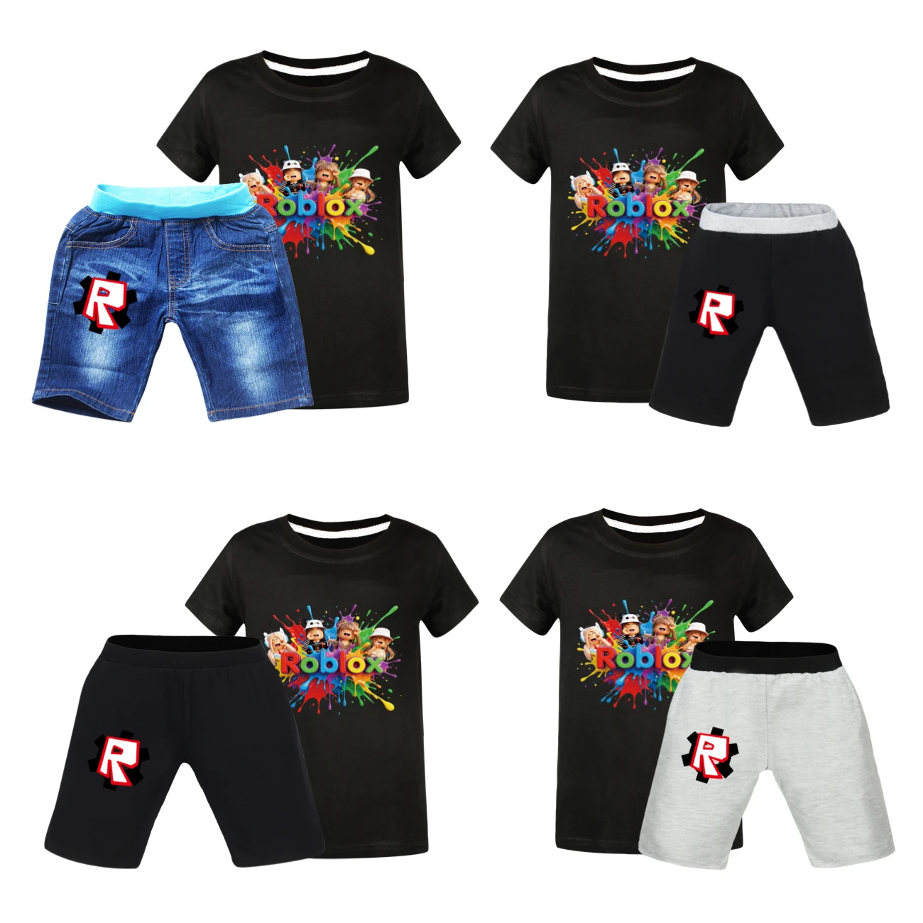 

Комплекты одежды Roblox для маленьких девочек, хлопковая футболка и спортивные шорты для малышей, комплект из 2 предметов, спортивная одежда с короткими рукавами для мальчиков5575