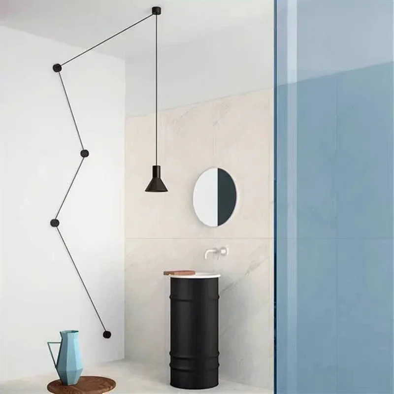 

Люстра с перфорированной линией, 6-метровая длина, линия созвездия, графический подвесной светильник, прикроватная тумбочка для спальни, столовой, современные светодиодные фонари