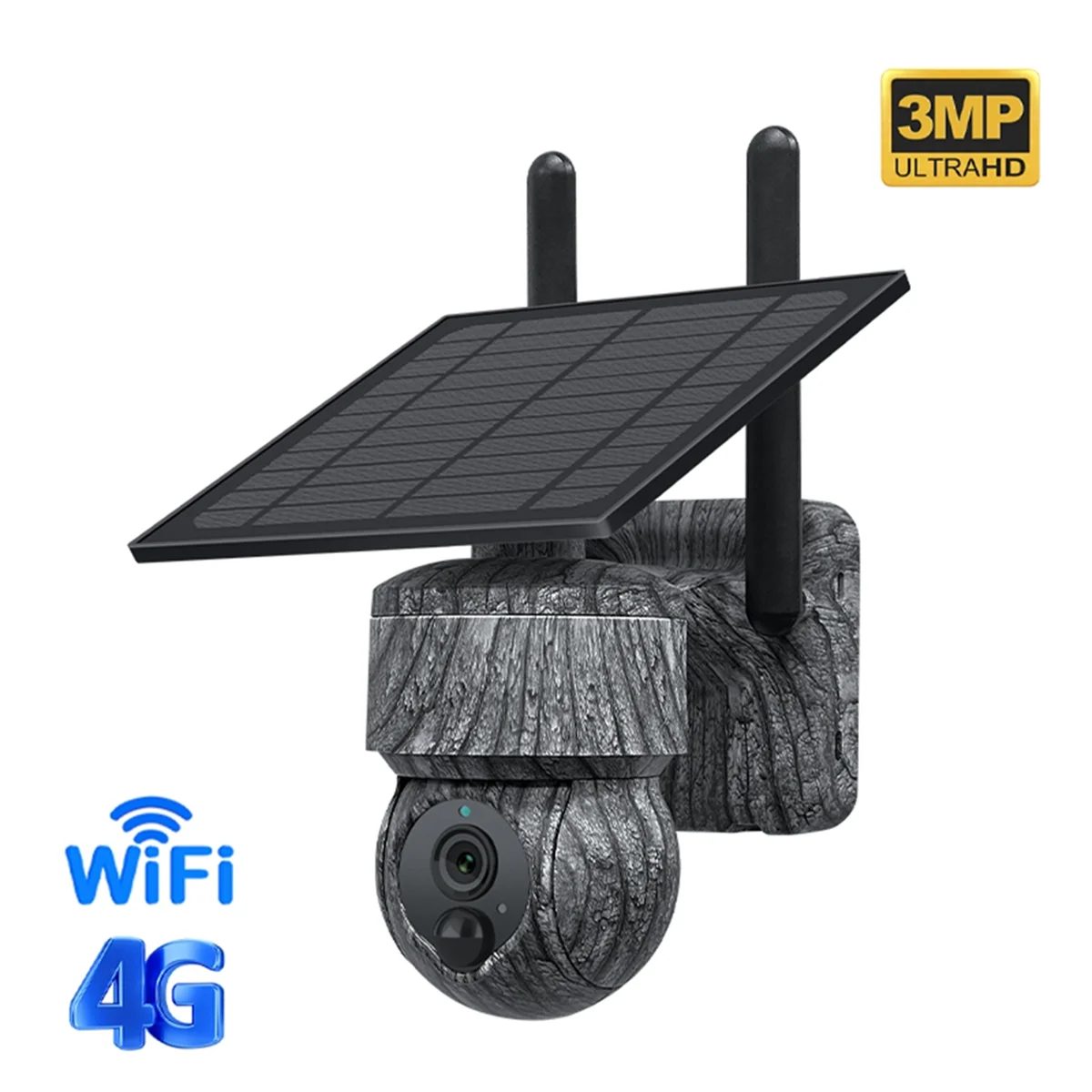 BABQ 3MP 4G SIM Caméra PTZ solaire WIFI Caméras IP sans fil extérieures avec panneau solaire Caméra de vidéosurveillance de sécurité audio bidirectionnelle (C)