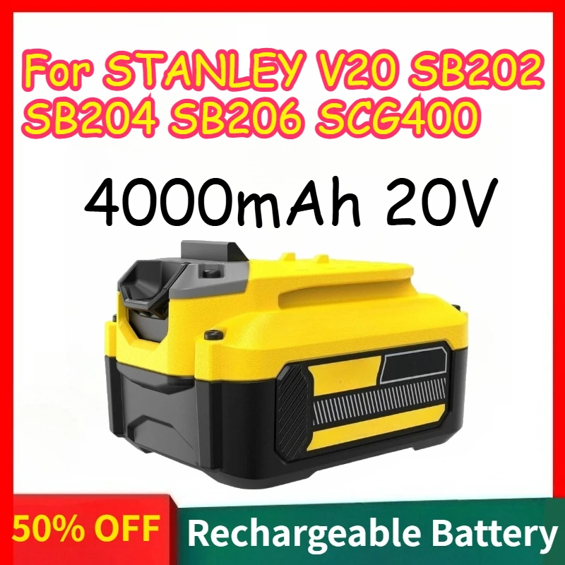 

2000mAh 4000mAh 20V Rechargeable Battery for STANLEY V20 SB202 SB204 SB206 SCG400 Lithium-ion Battery Power Tools
