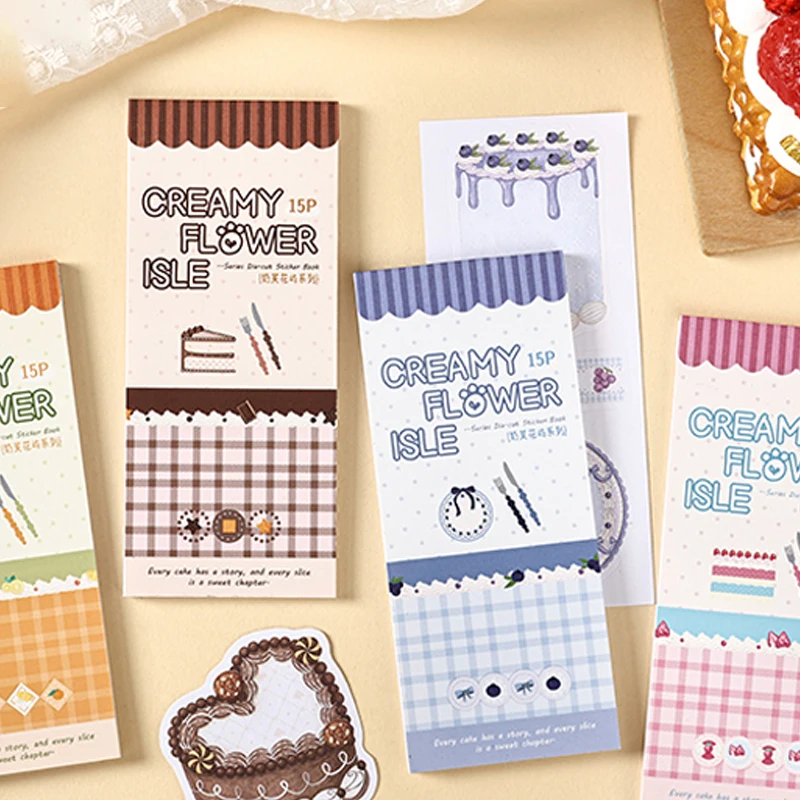 Mr.Paper 15Pcs Die Cut Sticker Book Cute Dessert Frame Labels, DIY Journal Scrapbook Supplies for Diary Greeting Card Envelopes - view 3