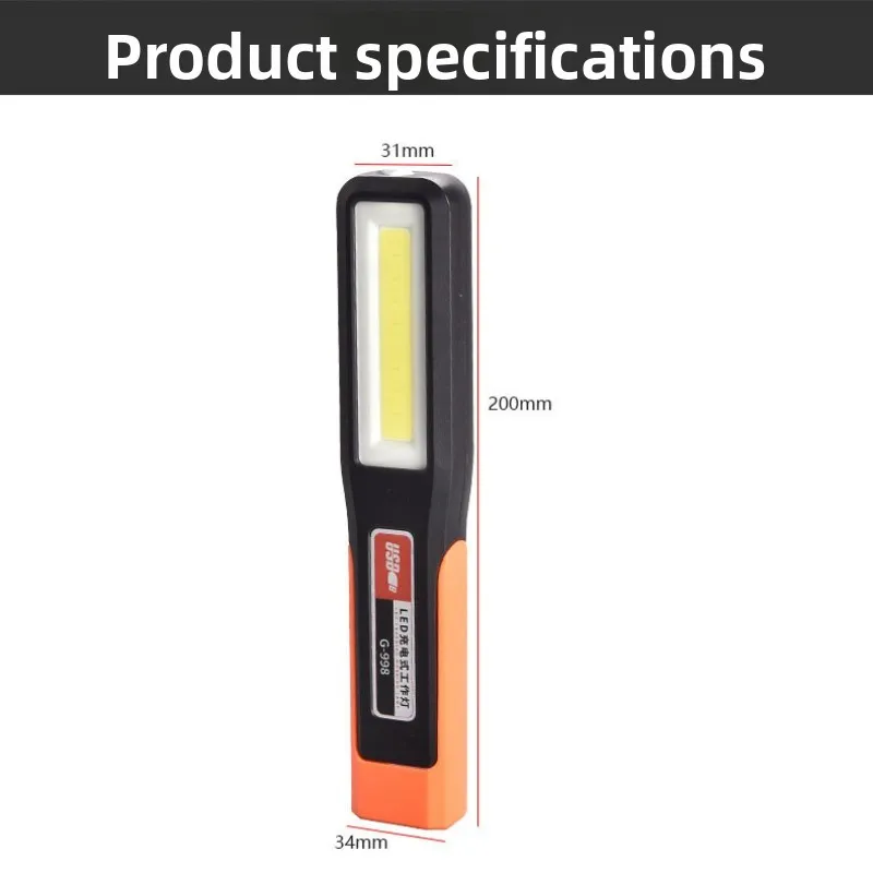 Work Light LED with Strong Magnet COB, Automotive Repair and Maintenance Lamp, Rechargeable Emergency Light Flashlight with Hook