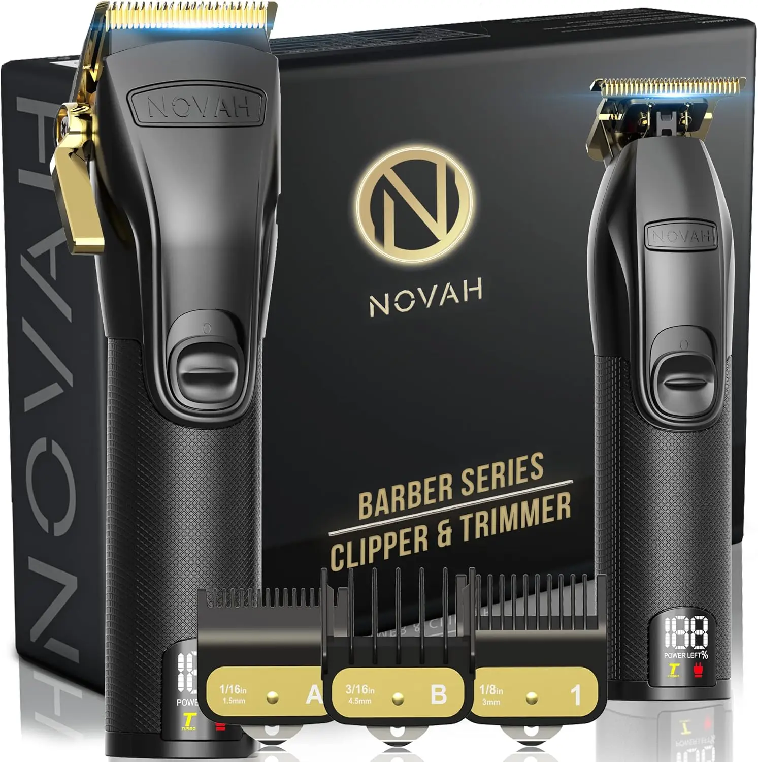 

Professional Cordless Hair Clippers for Men, Barber Trimmer Set with Fading Kit in Gold
