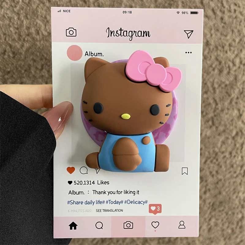 Für Magsafe Magnetischer Handygriff, Ständer, Niedlicher 3D-Cartoon Hello Kitty für iPhone, Faltbarer Halter mit Drahtlosem Laden, Stereoskopischer Halter – Detail 16