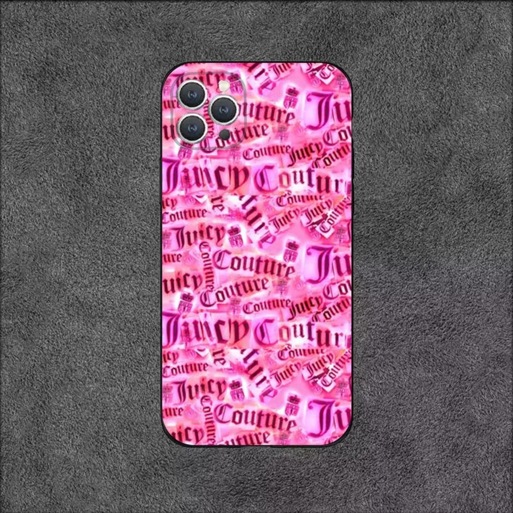 Juicy C-Couture Phone Case For iPhone 16,15,14,13,12,11,Plus,Pro Max,XS,X,XR,SE,Mini,8,7 Soft Silicone Black Cover