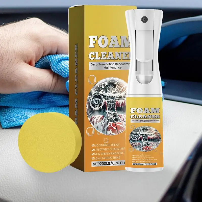 Foam Cleaner For Car Interior Vehicle Interior Cleaning Foam Interior Foam Refinisher Cleaner Car Seat Stain Remover With Sponge