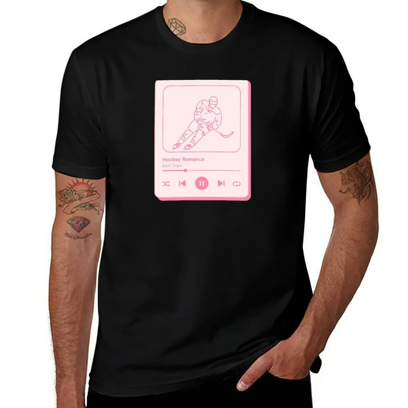 

Hockey Romance Book Trope Cute Music Card T-Shirt oversized graphic tee sports fans gifts for boyfriend summer shirt men t shirt