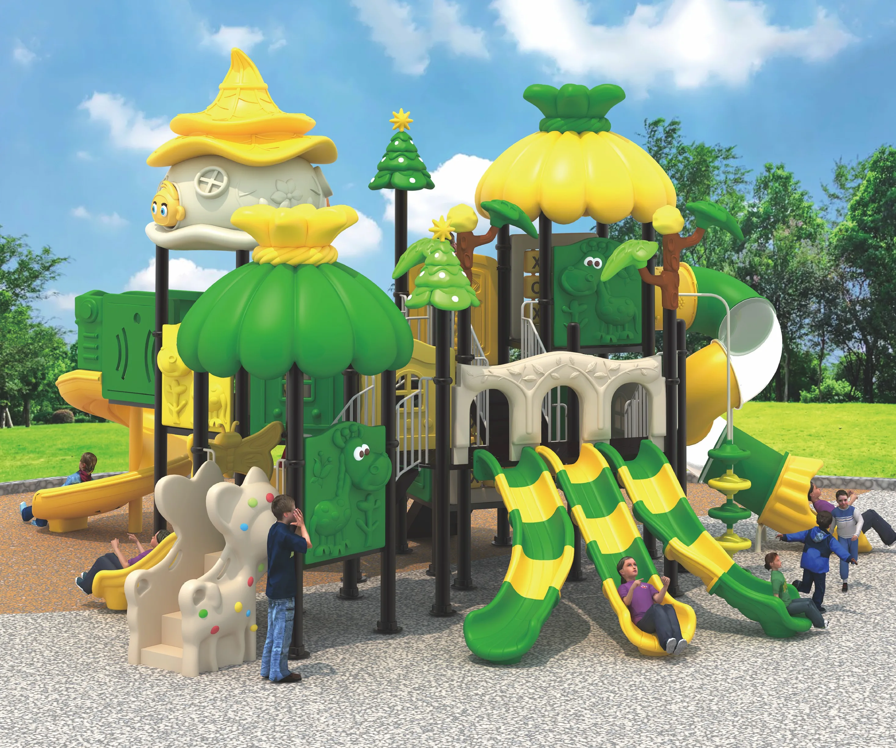 Kids Outdoor Jungle Gym With Slide - Equipo de parque infantil al aire